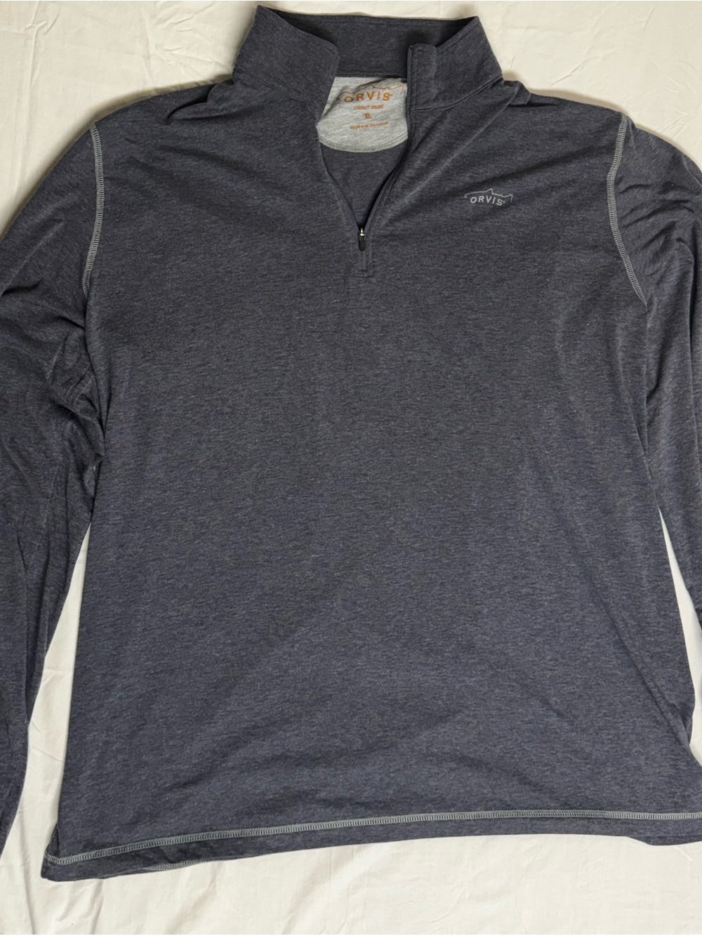 Orvis Trout Bum Pullover Mens XL Quarter Zip Long Sleeve Shirt Performance
